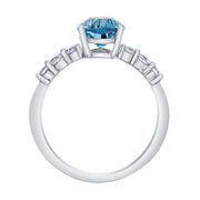 Pear-Shaped Blue Topaz and Canadian Diamond Ring