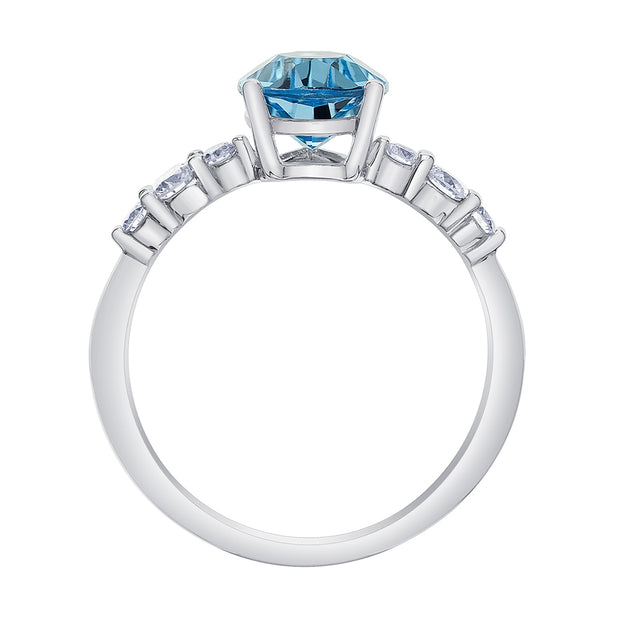 Pear-Shaped Blue Topaz and Canadian Diamond Ring