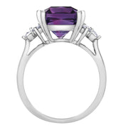 Radiant Cut Amethyst and Canadian Diamond Ring