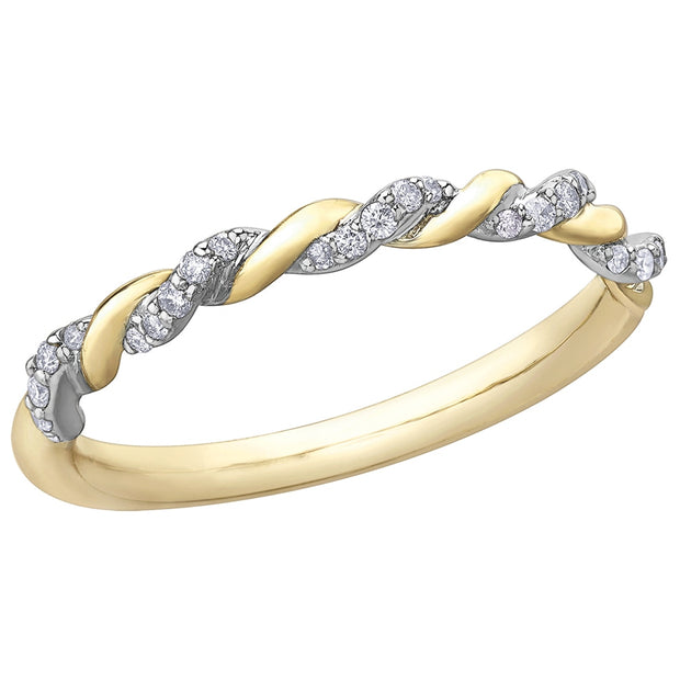 Twisted Diamond and Two-Tone Gold Band