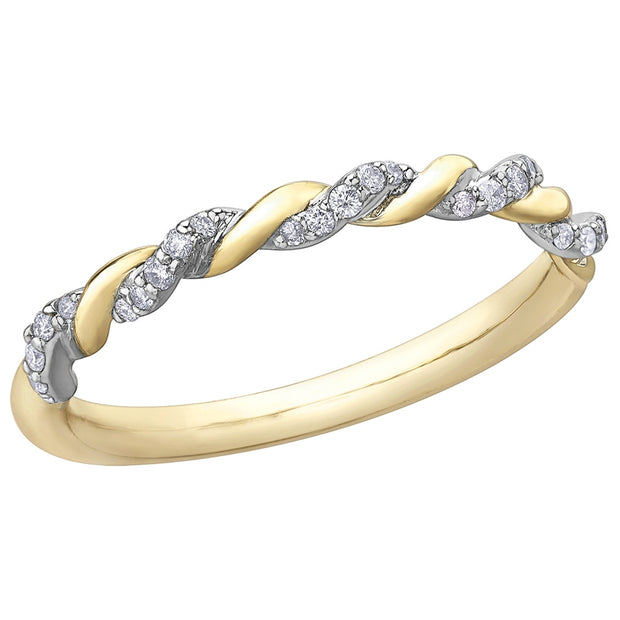 Two-Tone Gold Diamond Twist Band