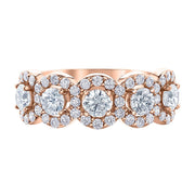 Vintage Style Canadian Five Diamond Ring with Halos