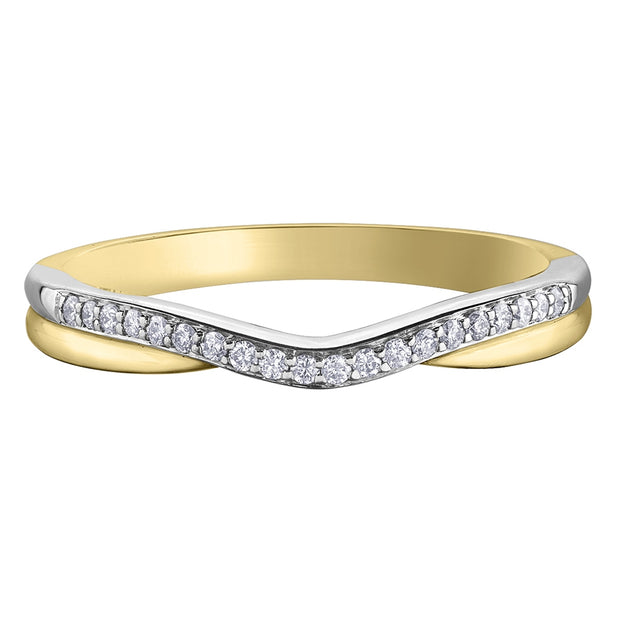 Yellow and White Gold Diamond Contour Band