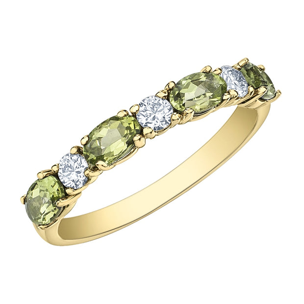 Bague péridot et diamant canadien