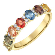 Multi-Coloured Sapphire and Diamond Ring