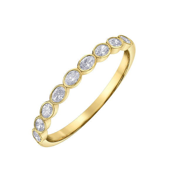 Bezel Set Oval Diamond Half-Eternity Band