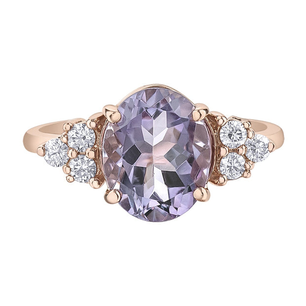 Lilac Amethyst and Canadian Diamond Engagement Ring