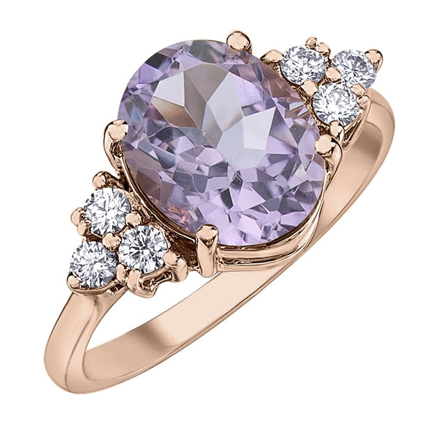 Lilac Amethyst and Canadian Diamond Engagement Ring