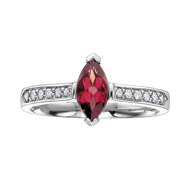Marquise Cut Garnet and Diamond Ring