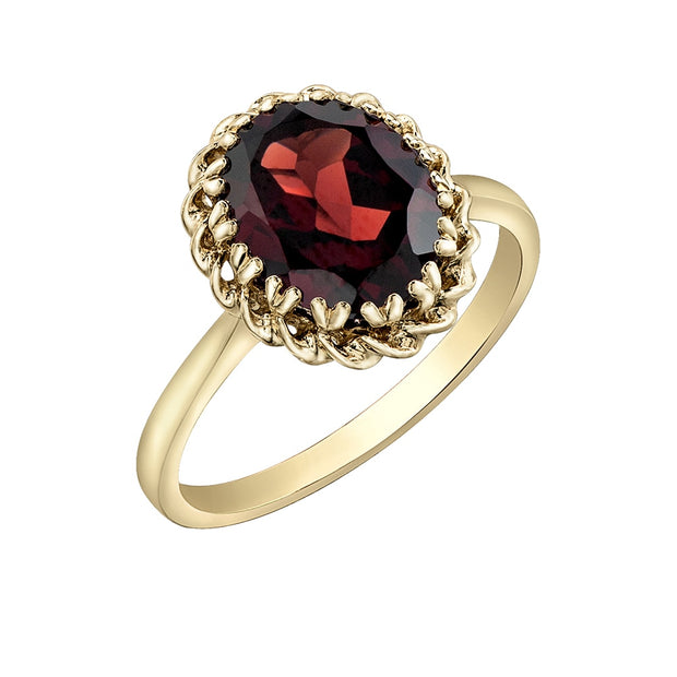 Garnet Ring with Intricate Braided Detailing