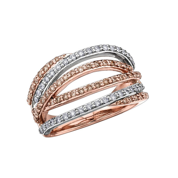 White and Fancy Brown Diamond Right-Hand Ring