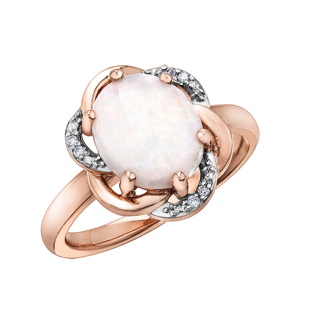 Opal and Diamond Ring in Rose Gold