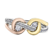 Toi-Et-Moi Diamond Infinity Ring in Tri-Coloured Gold