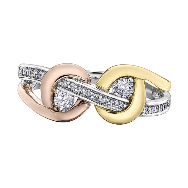 Toi-Et-Moi Diamond Infinity Ring in Tri-Coloured Gold