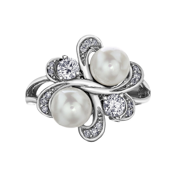 Unique Pearl and Diamond Ring