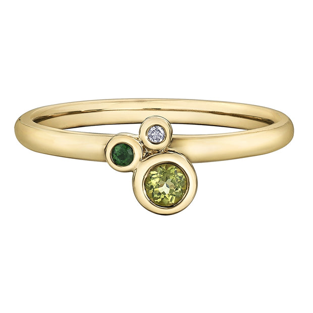 Peridot, Green Garnet and Diamond Ring