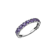 Bague avec améthystes en forme de cœur et diamants