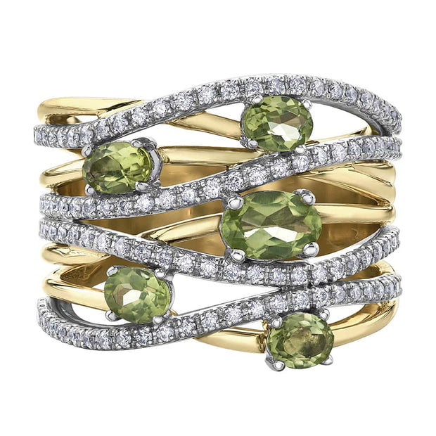 Peridot and Diamond Right-Hand Ring