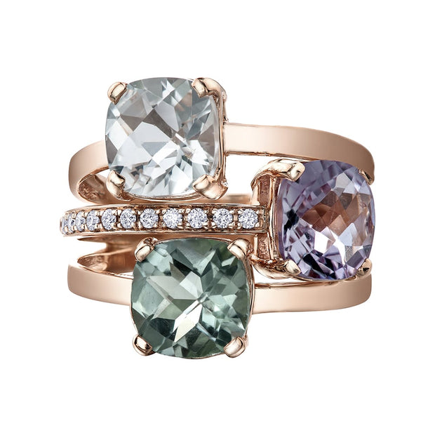 Unique Gemstone and Diamond Ring