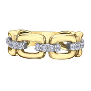 Chain-Link Diamond Ring in Two-Tone Gold