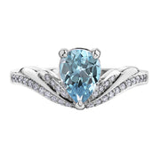 Unique Sky Blue Topaz and Diamond Ring
