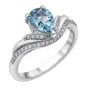 Unique Sky Blue Topaz and Diamond Ring