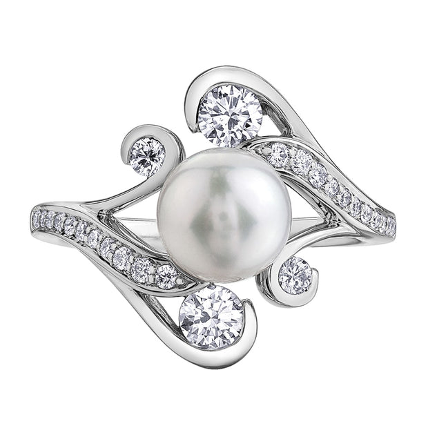 Pearl and Canadian Diamond RIng