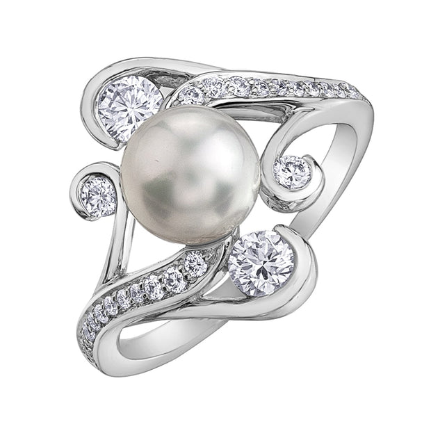 Pearl and Canadian Diamond RIng