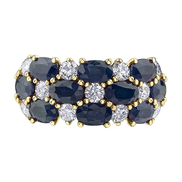 Checkerboard Sapphire and Canadian Diamond Ring