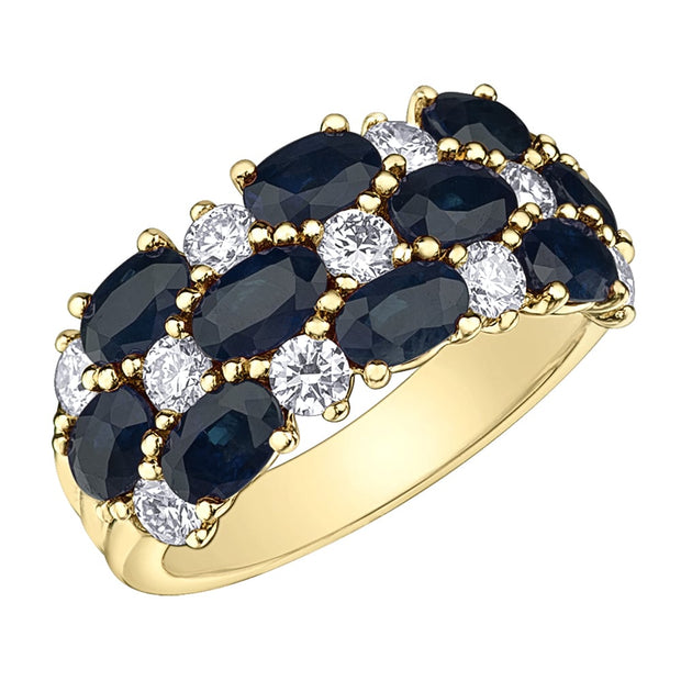 Checkerboard Sapphire and Canadian Diamond Ring
