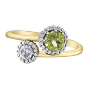 Toi-Et-Moi Peridot and Canadian Diamond Ring
