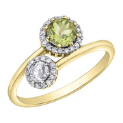 Toi-Et-Moi Peridot and Canadian Diamond Ring