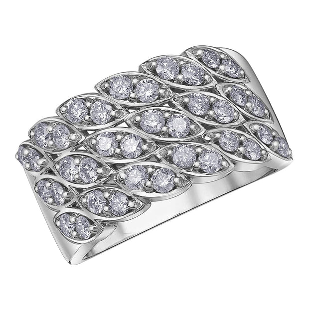 Right-Hand Ring with Diamonds in Marquise Clusters