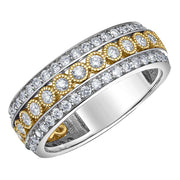  Bague en or bicolore avec diamants et détails milgrain