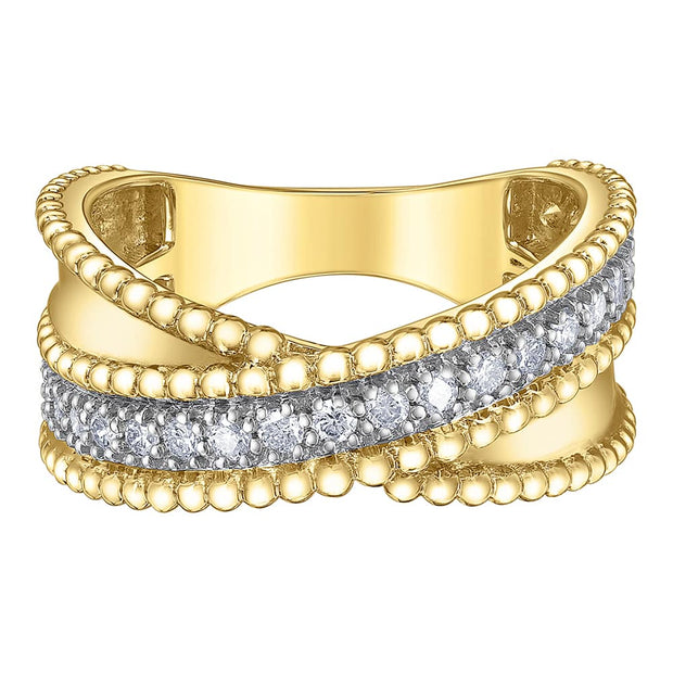 Bague croisée à détails milgrain