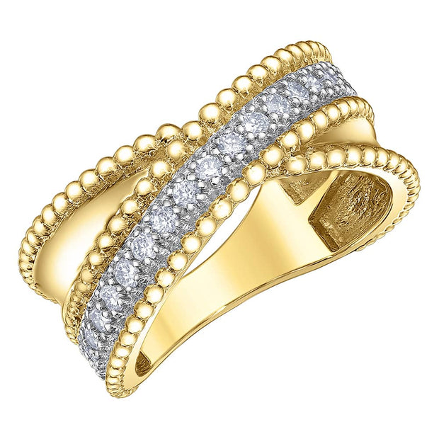 Bague croisée à détails milgrain