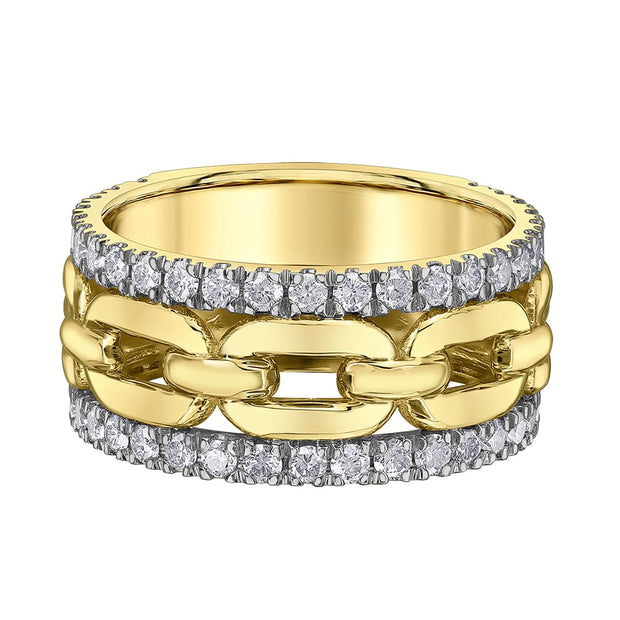 Chain-Link Right-Hand Ring with Diamonds