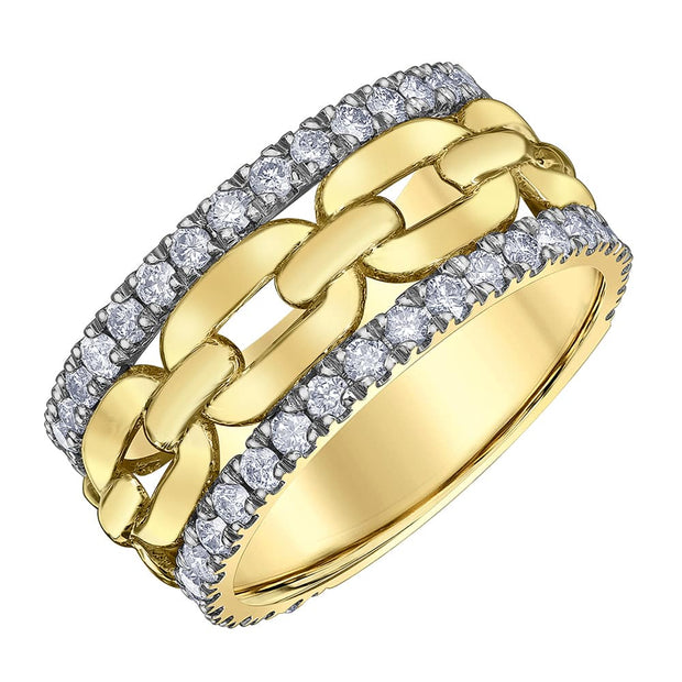Chain-Link Right-Hand Ring with Diamonds