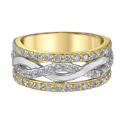 Bague main droite en or bicolore avec diamants
