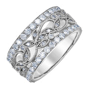 Right-Hand Diamond Ring with Filigree and Milgrain
