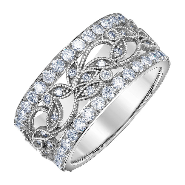 Right-Hand Diamond Ring with Filigree and Milgrain