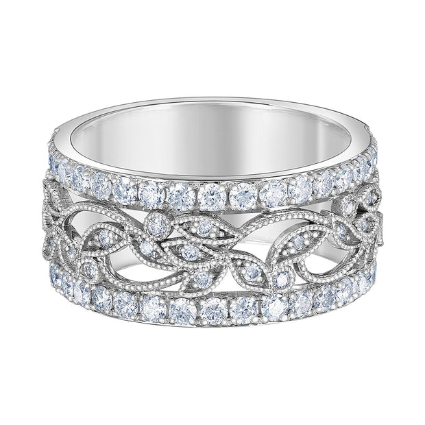 Right-Hand Diamond Ring with Filigree and Milgrain
