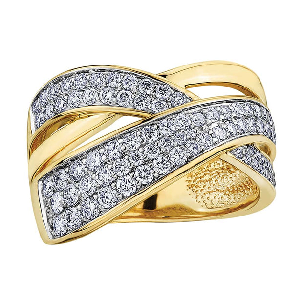 Diamond Crossover Ring in Yellow Gold