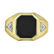 Gent's Black Onyx Ring with Diamond Accents