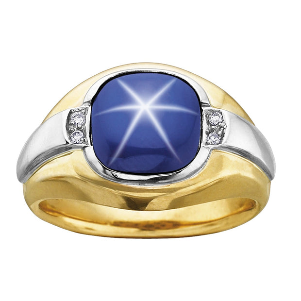 Star Sapphire and Diamond Gent's Ring