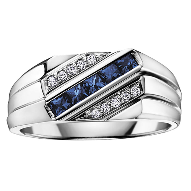 Men's Sapphire and Diamond Ring