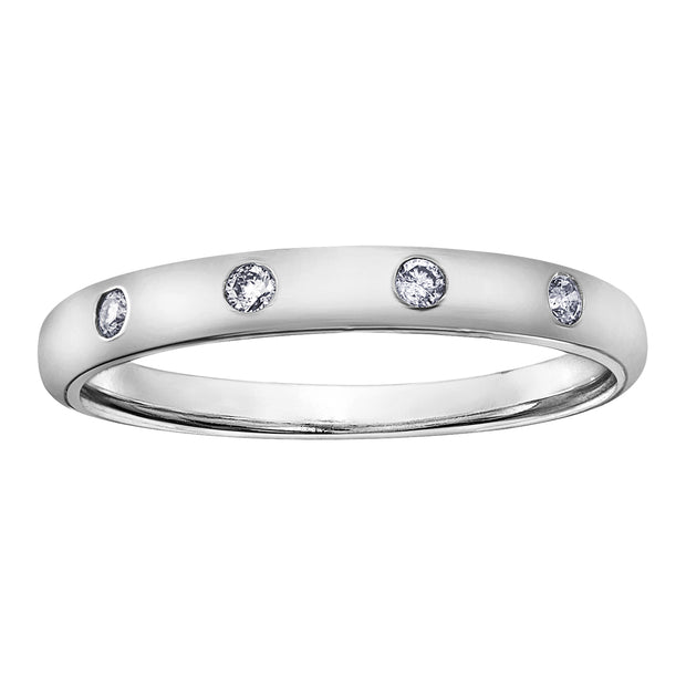 Diamond Studded Band in White Gold