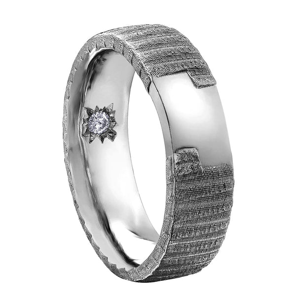 Men's Hockey Tape Canadian Diamond Wedding Band