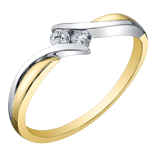 Bypass Diamond Ring in Two-Tone Gold