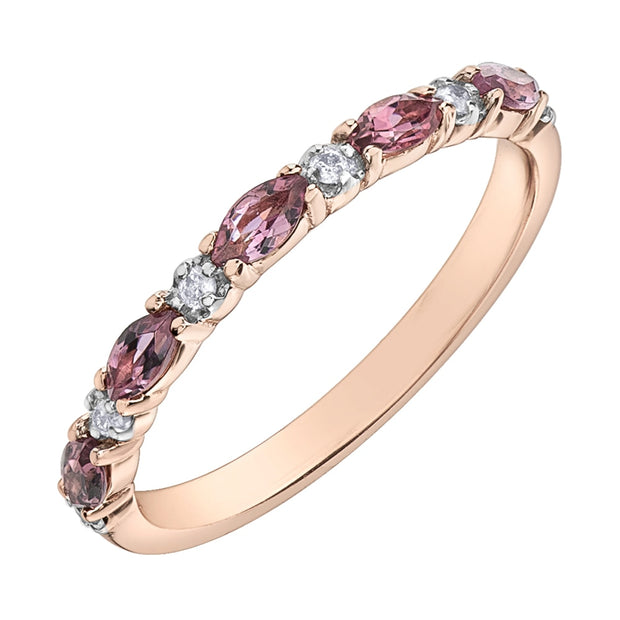 Pink Tourmaline and Diamond Stackable Ring